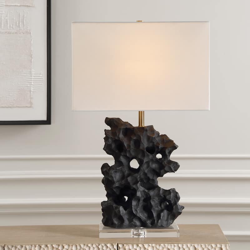 Uttermost Basalt Black Stone Table Lamp - 27.25" H X 17" W X 10" D