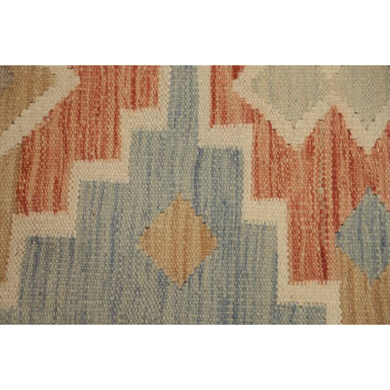 Hand Woven Oriental 100% Wool Carpet Southwestern Tribal Multi-Colored Kilim Runner Rug - 11' 9'' X 2' 8''