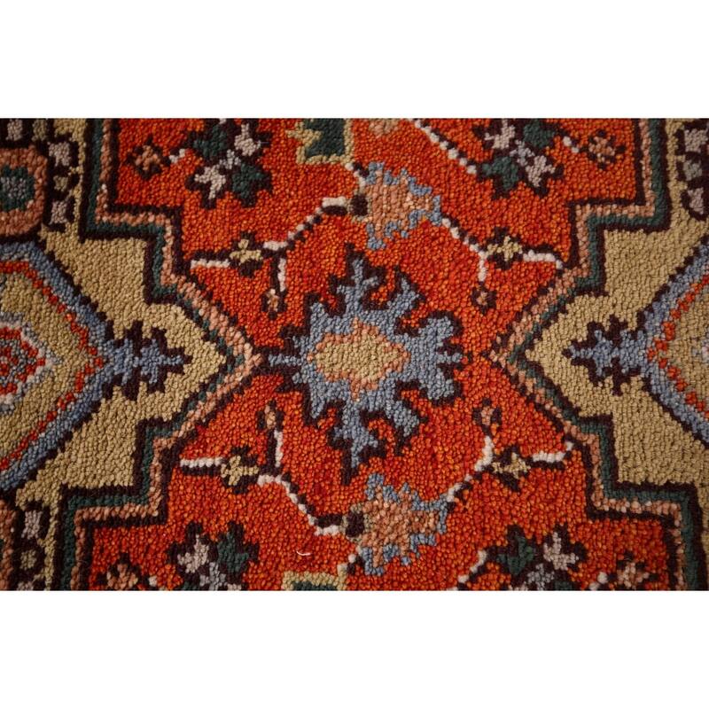 Orange Heriz Serapi Oriental Runner Rug Hand-Knotted Wool Carpet - 2'7"x 8'1"