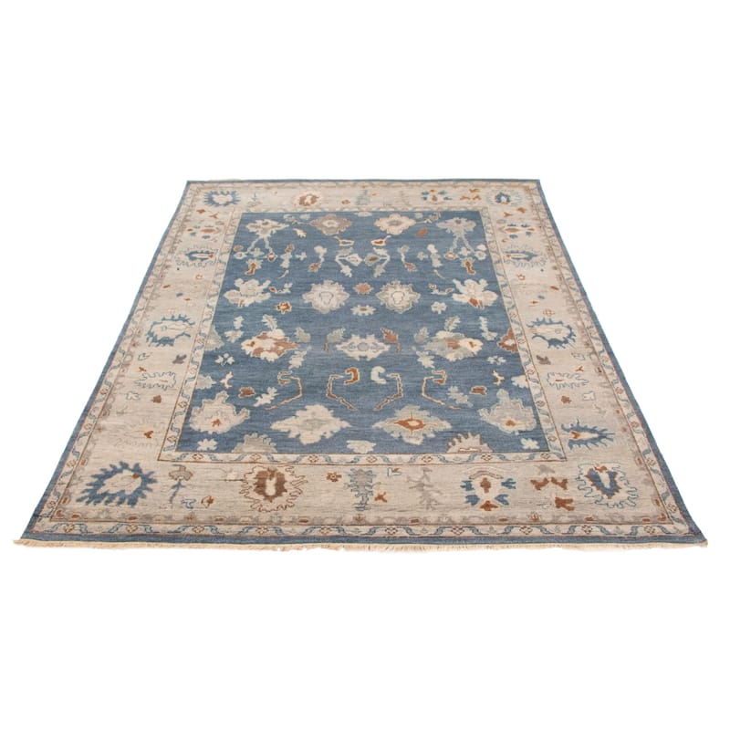 ECARPETGALLERY Hand-knotted Modern Oushak Dark Blue Wool Rug - 8'0 x 10'4