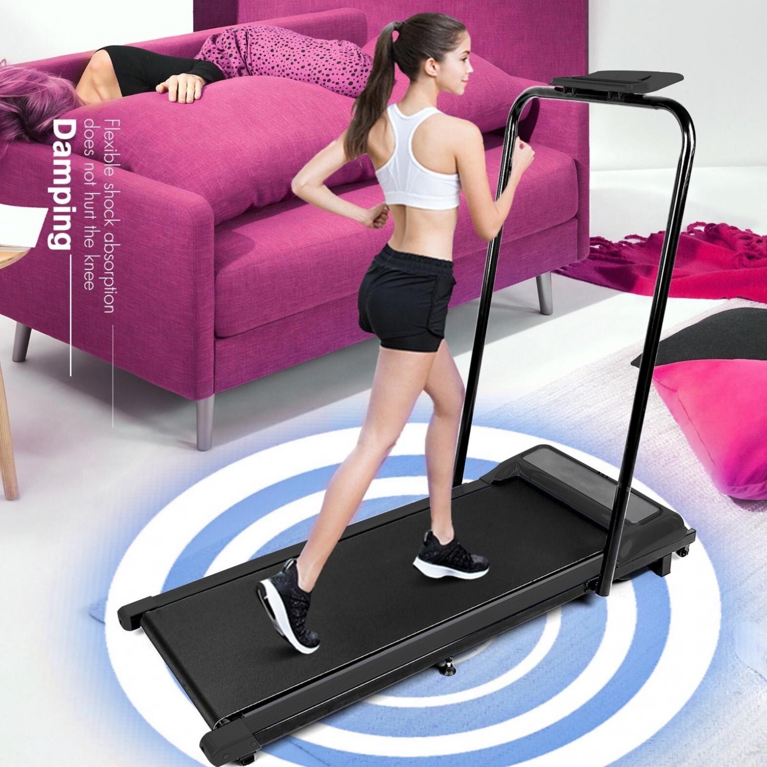 Perspire Portable Foldable freadmill,Household Mini Silent Fitness Treadmills Professional Treadmill for Home and Office Walking/Twisting Waist/Sit-Ups/Pulling Rope 