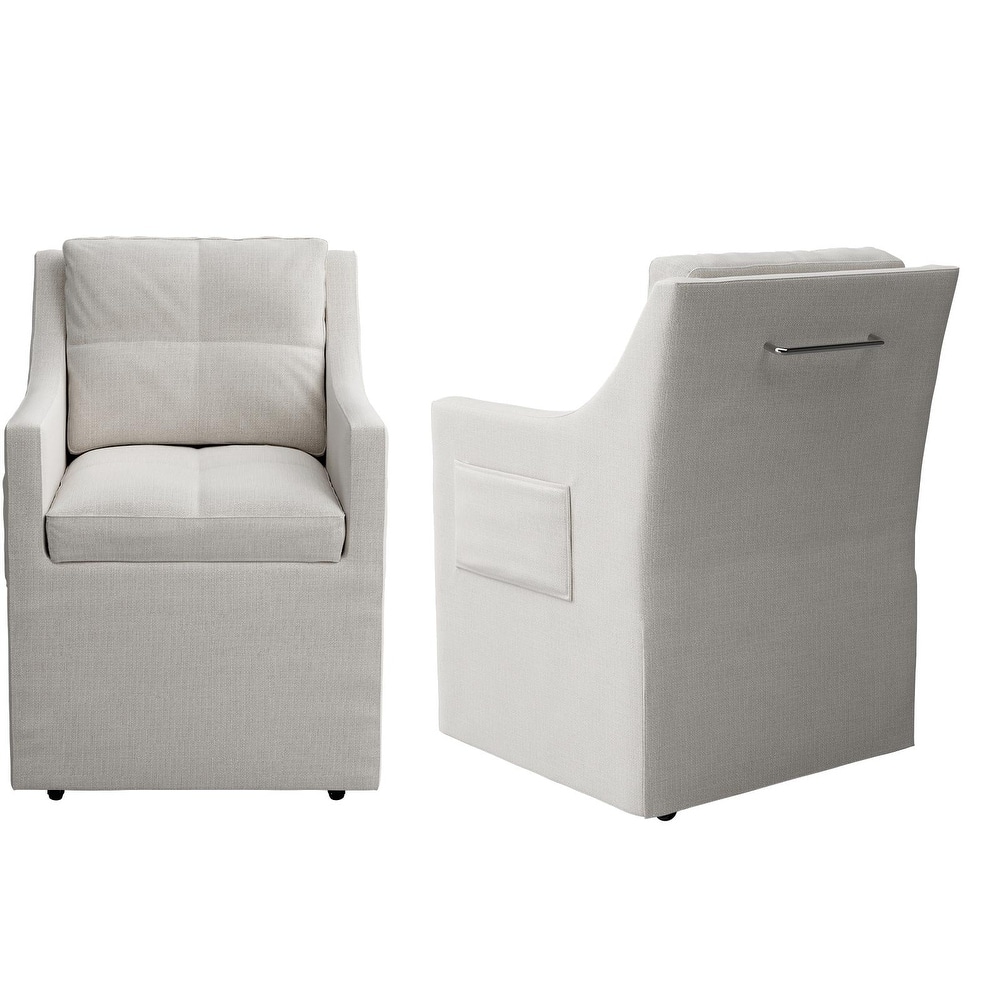 Arm Dining Chairs with Side Pocket and Casters for Dining Room Living Room Office Appartment