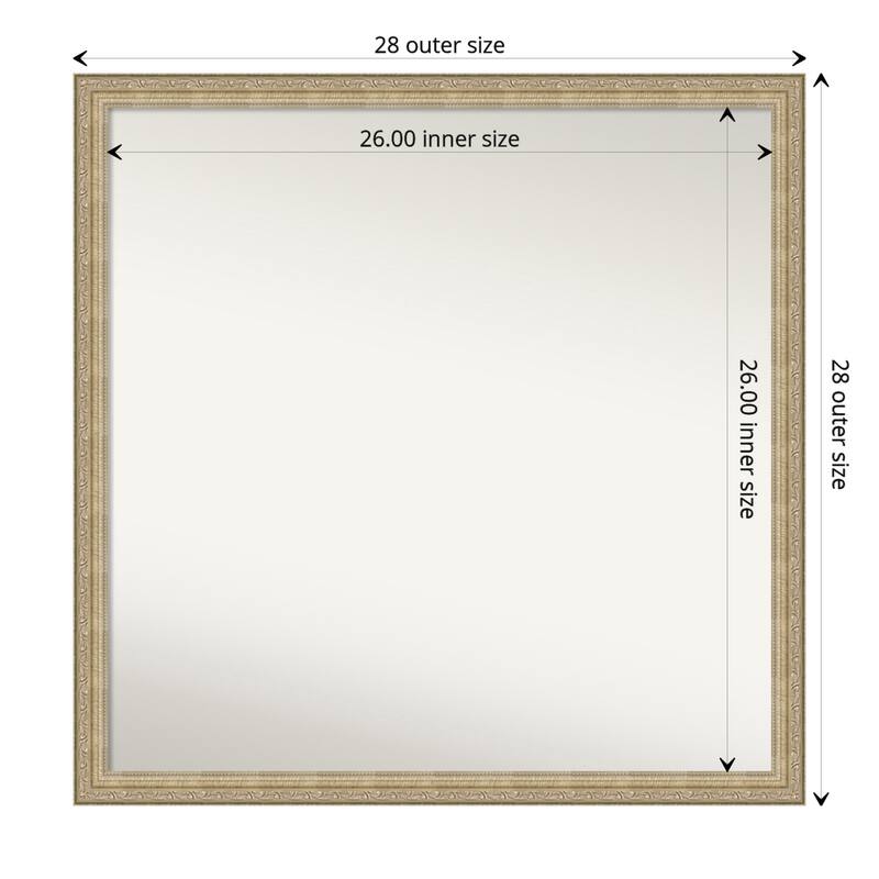 Non-Beveled Bathroom Wall Mirror - Paris Champagne Frame - 28 x 28 in - Paris Champagne