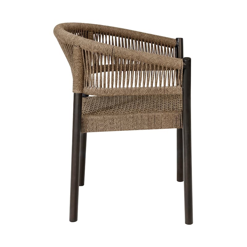 Doris Indoor Outdoor Dining Chair in Eucalytpus Wood with Rope - Set of 2