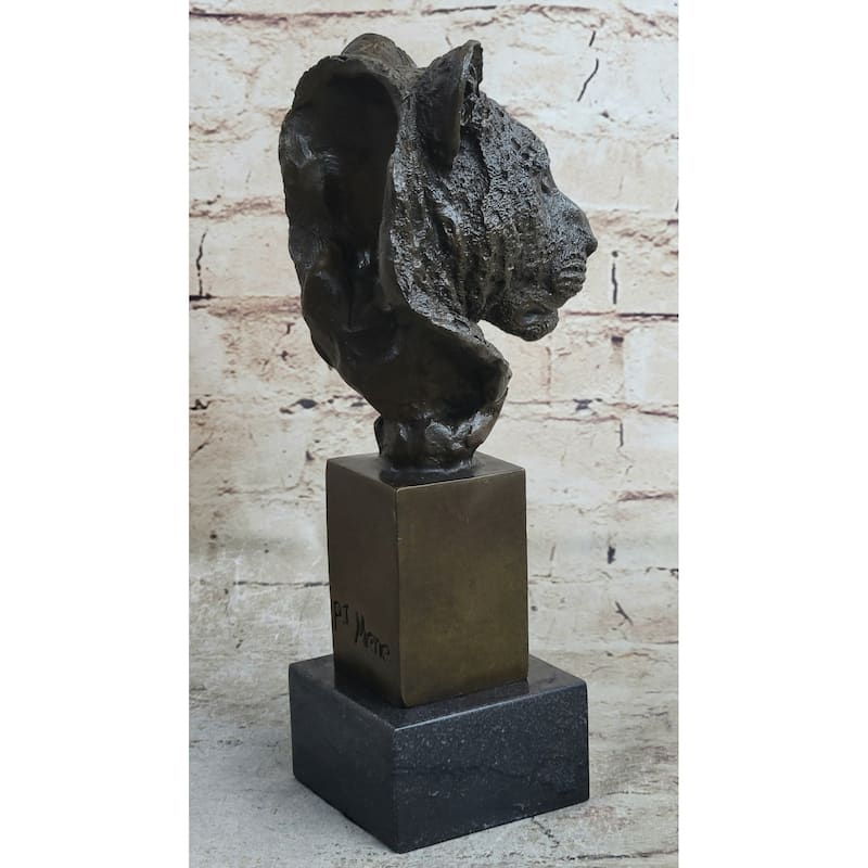 African Cheetah Bronze Bust Sculpture Figurine By Mene Animal Figure Art Marble