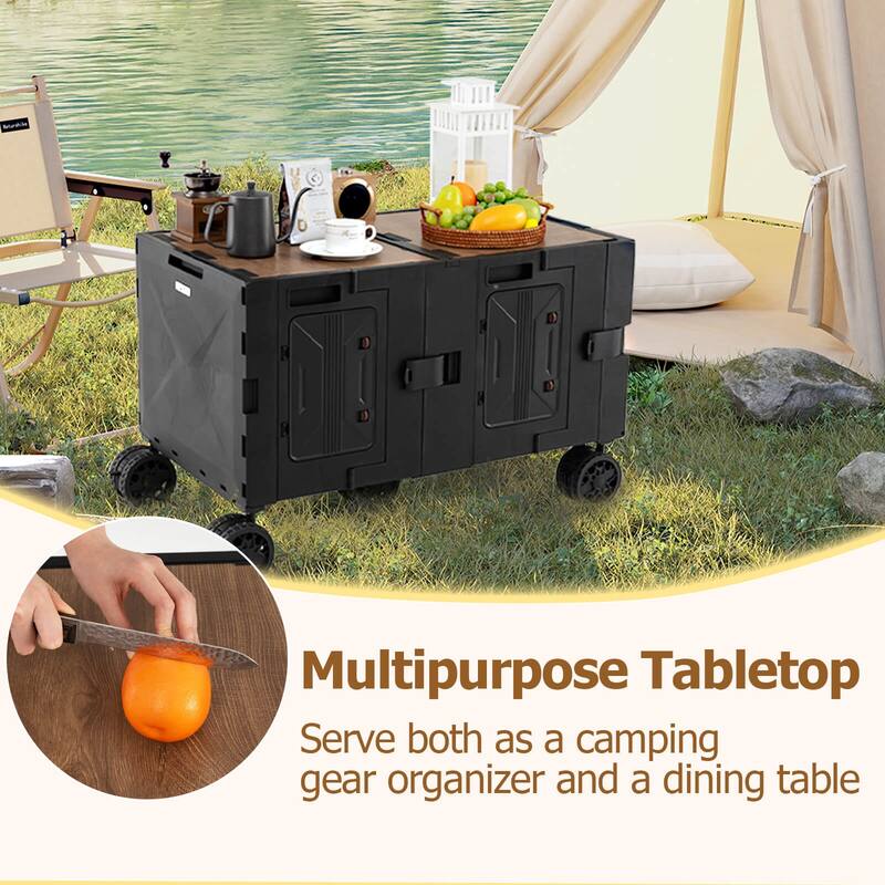 Costway Large Foldable Utility Cart with 2-Tier Storage Crates 5 - See Details