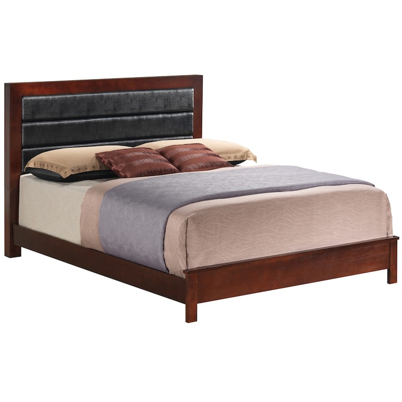 Faux Leather Upholstered Wooden Panel Full Bed - 81" - Red and Black