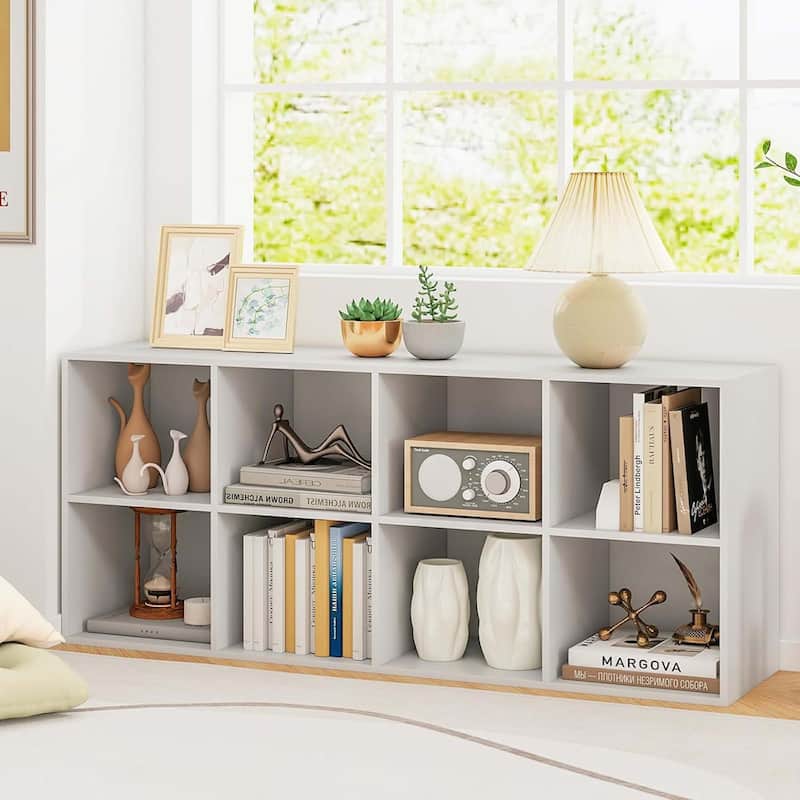 8-Cube Bookcase Floor Standing Horizontal Bookshelf w/ Open Shelves