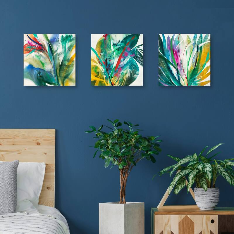 Agave & Bird of Paradise & Palm Leaves Canvas Art Prints