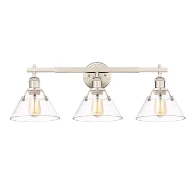 Orwell 3-Light Vanity Light in Pewter with Clear Glass - Silver