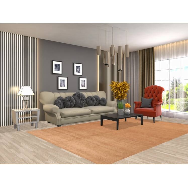 Modern Gabbeh Oriental Area Rug Handmade Solid Wool Carpet - 6'7" x 9'10"