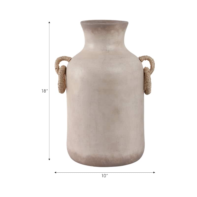 Pottery Jute Decorative Vase Rustic Wrapped Handles Clay Design