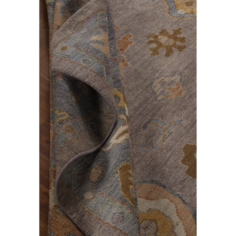 Hand Knotted Oriental 100% Wool Carpet Transitional All-Over Greys & Charcoal Oushak Area Rug - 11' 10'' X 8' 10''