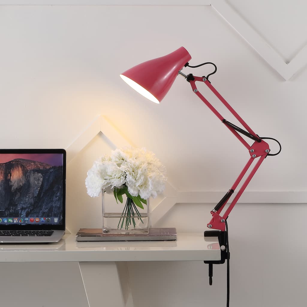 Hugo 28.5" Classic Industrial Adjustable Articulated Clamp-On LED Task Lamp, by JONATHAN Y