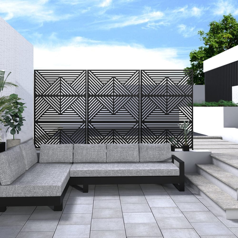 Metal Privacy Screen Wall Decoration Free Standing-6.3 ft. H X 4 ft. W