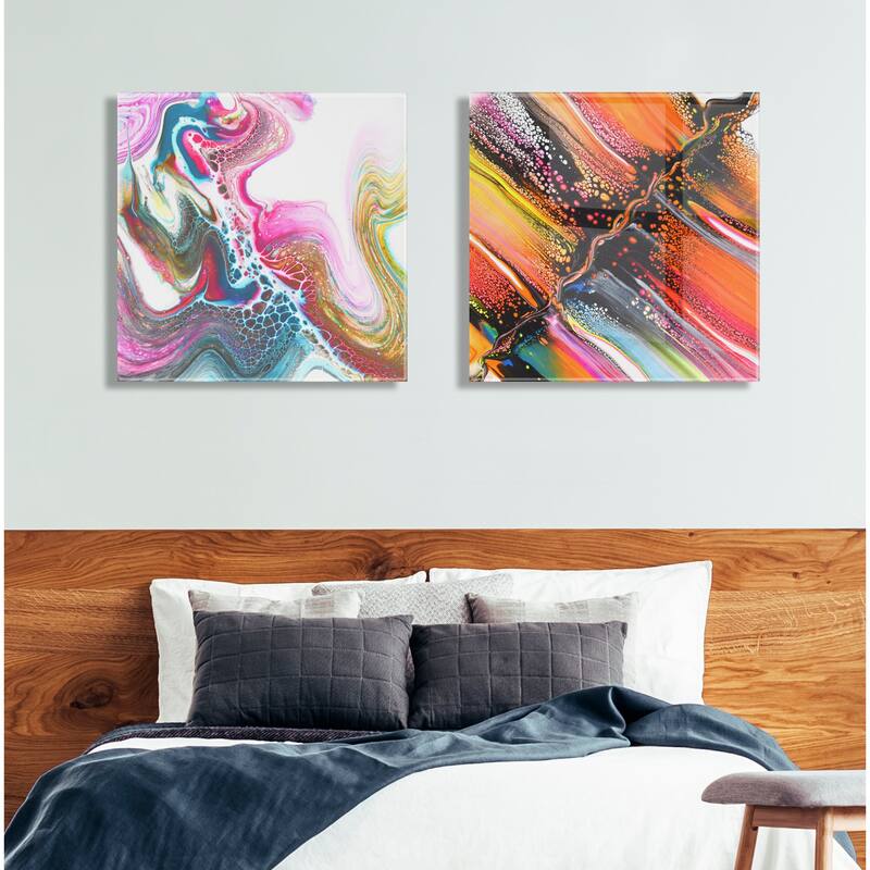 Kate and Laurel Aloha Floating Acrylic Art by Xizhou Xie