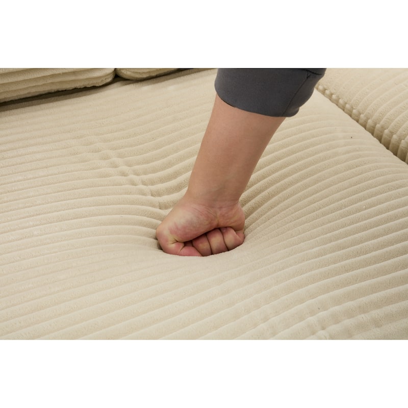 Modular Convertible Sectional Sofa with 2 Ottomans, 2 Seaters Corduroy Arms Couch, Loveseat Sofa with Cup Holders & USB Ports