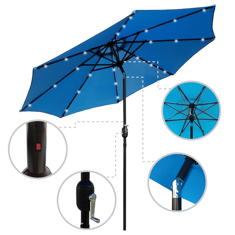 Maypex 9-foot Solar Led Lighted Patio Umbrella