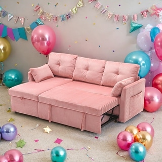 Velvet Modular L-Shaped Sectional Sofa, Pull out Sleeper Sofa Bed - Bed ...