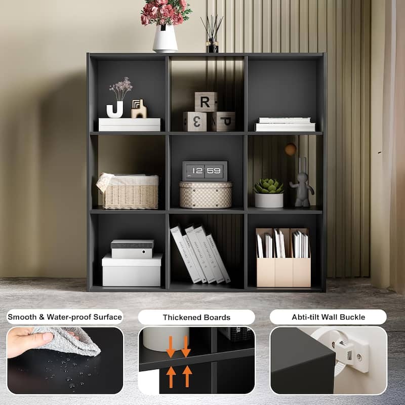 9 Cube Storage Organizer, Bookshelf with 5 Removable Back Panels for Living Room, Bedroom, Home Office - 36"D×36"W×11.6"H