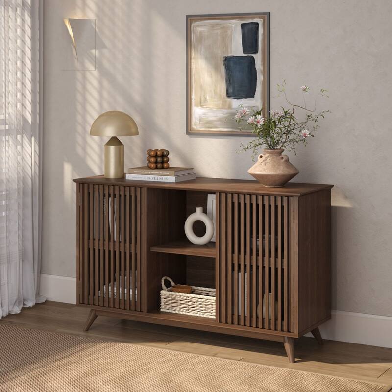 Plank and Beam Mid-Century Modern 2-Door TV Stand - Walnut