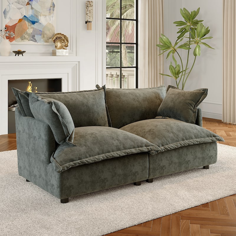 Cloud Chenille Upholstered Modular Sectional Sofa - Gray-2 piece