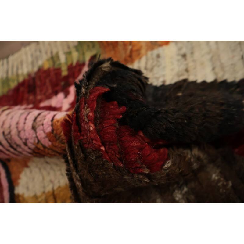 Hand Knotted Oriental 100% Wool Carpet Modern Tribal Multi-Colored Moroccan Area Rug - 9' 7'' X 6' 10''