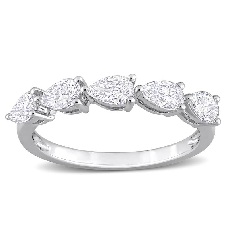 Miadora 1ct TDW Pear Shape Diamond Semi-Eternity Band in 14k White Gold