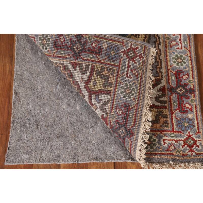 Gray Geometric Heriz Serapi Indian Rug Hand-Knotted Wool Carpet - 2'0"x 3'0"