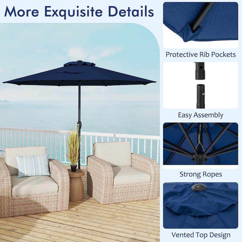 Gymax Outdoor Patio Umbrella Modern Table Umbrella w/8 Heavy Duty Ribs