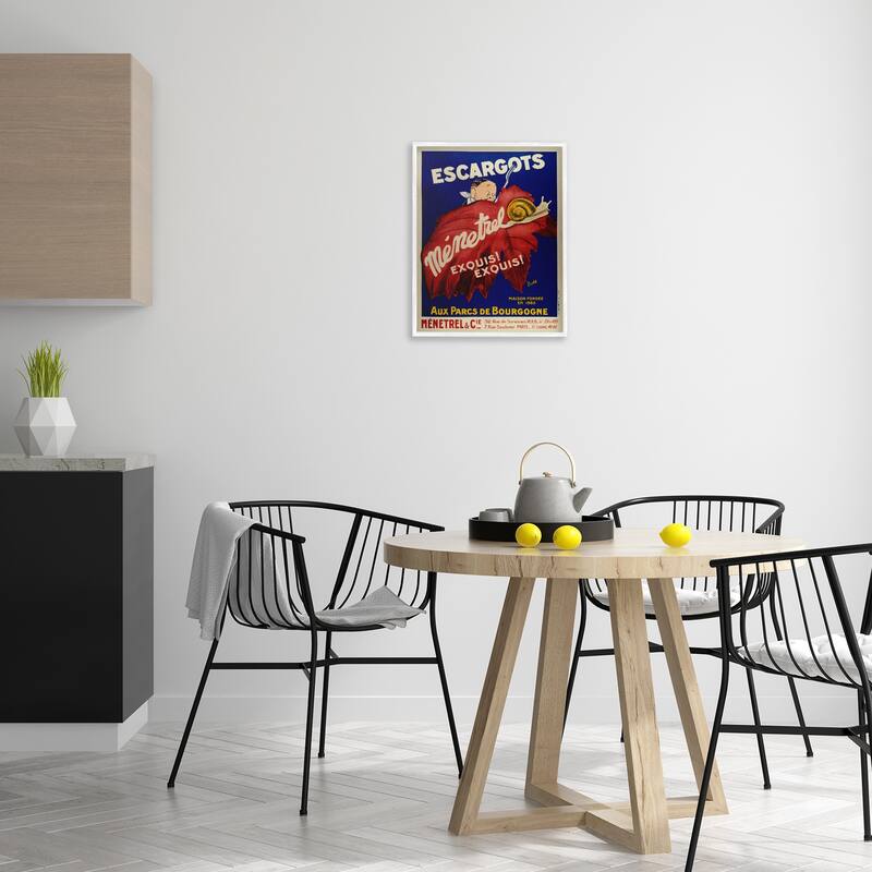 Stupell Vintage Escargots Advertisement Framed Giclee Art Design By Marcus Jules