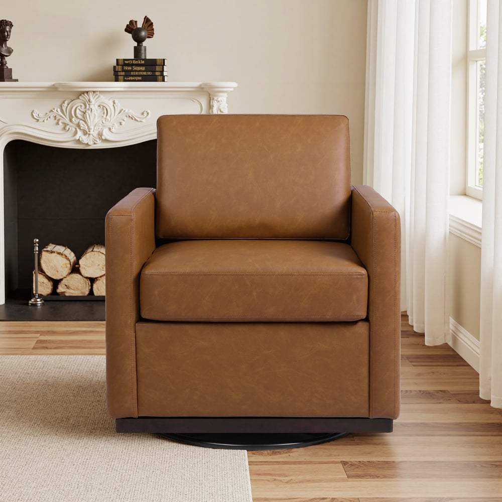 uixe Modern Upholstered Swivel Accent Chair with Pocket Spring Seat