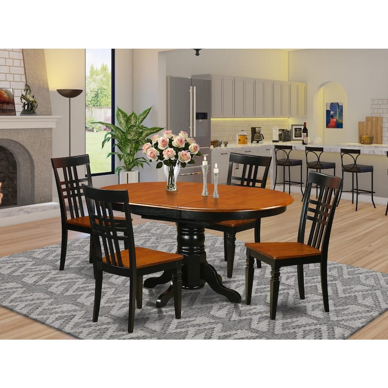 Coastal Craftsman Dinette Set - 5 Piece Table & Chairs - Black Cherry Finish - Kitchen Dining Room Furniture