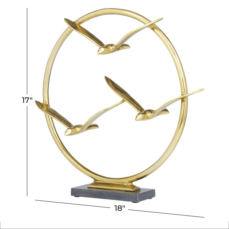 Aluminum Metal Bird Decorative Sculpture - Silver or Gold - Roche River Decor