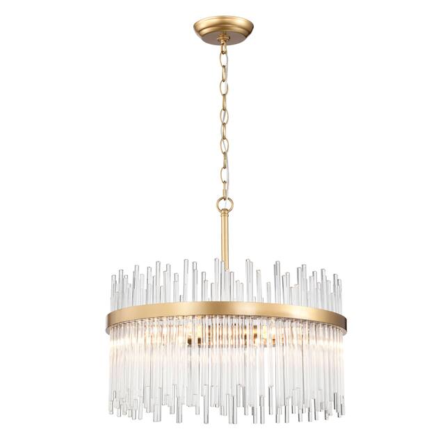 Casandra 5-light Shiny Bronze Chandelier with Clear Glass Bars - Shiny Bronze
