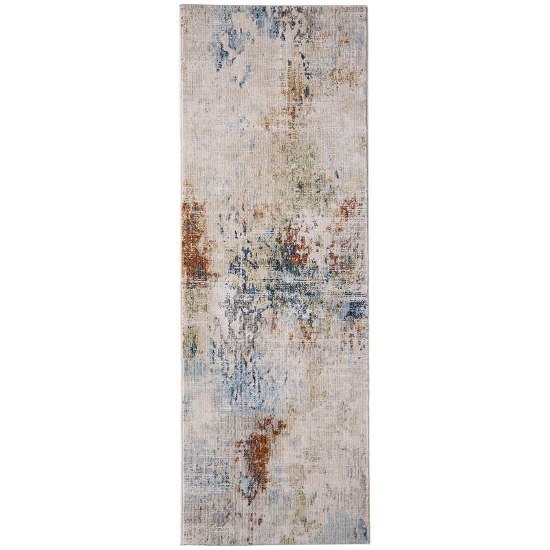 HomeRoots Abstract Casual Runner Area Rug - 87.00 in. x 30.00 in. x 0.47 in.