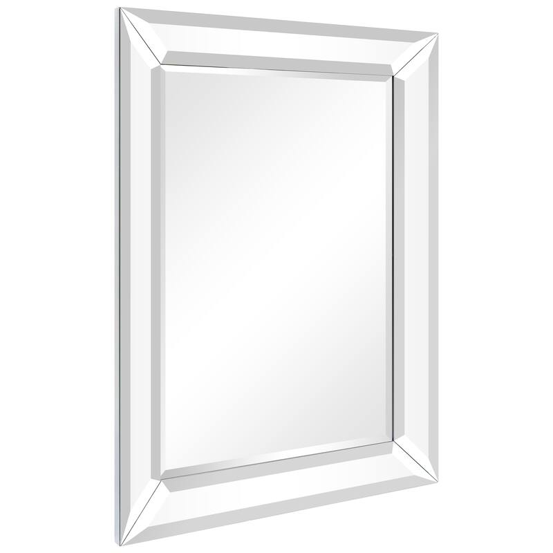 Rectangular Beveled Diamond Silver Framed Wall Mirror 40" x 30" - 30" x 40"