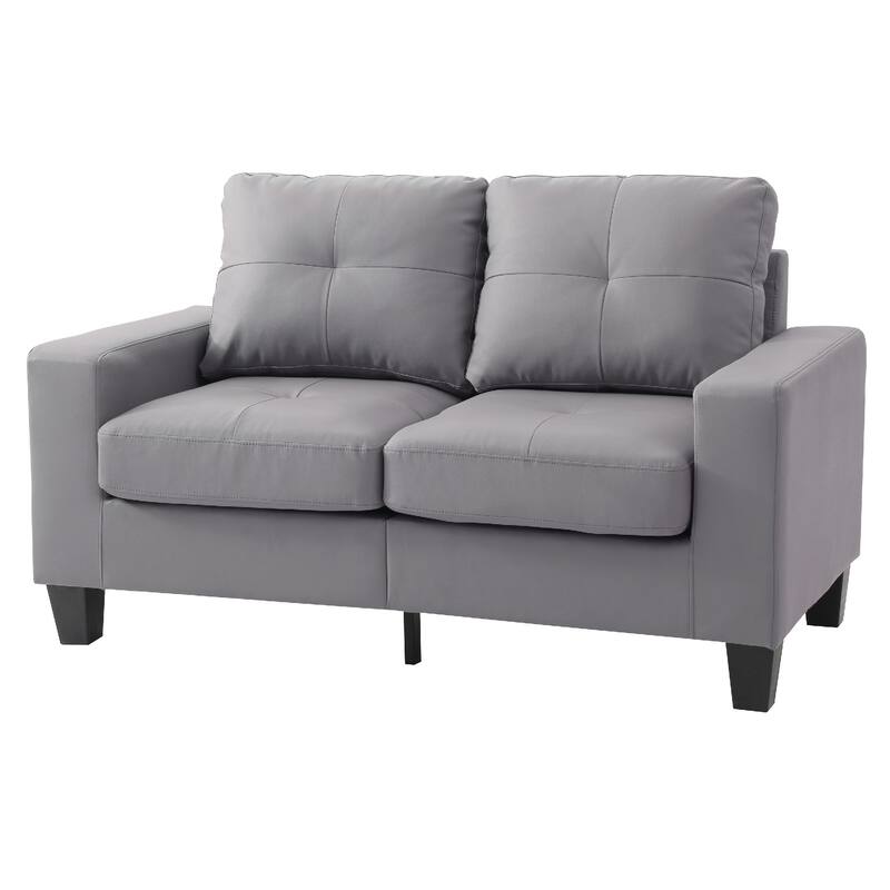 Flared Arm Faux Leather Tufted Straight Sofa - 58" - Gray
