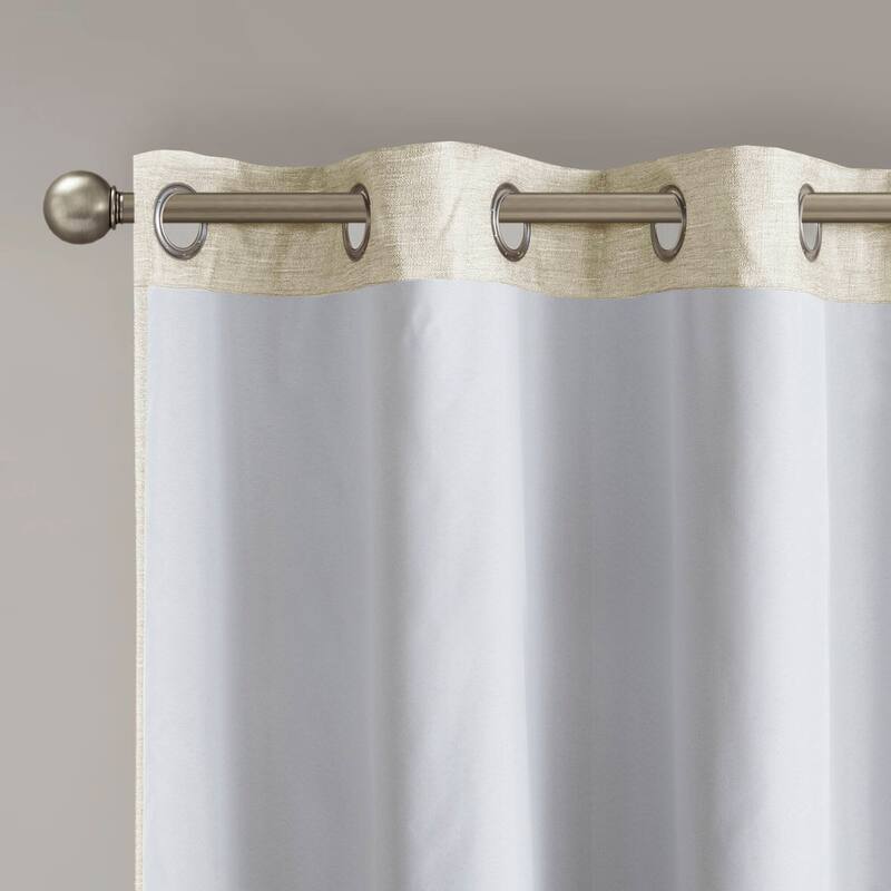 SunSmart Leighton Tonal Printed Faux Silk Total Blackout Curtain Panel Pair