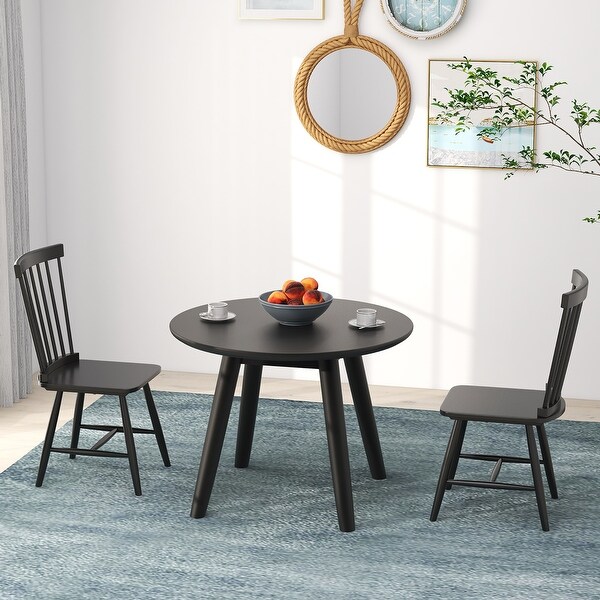 Gymax Dining Chair Set of 4 Solid Wood Windsor Chair w/ High