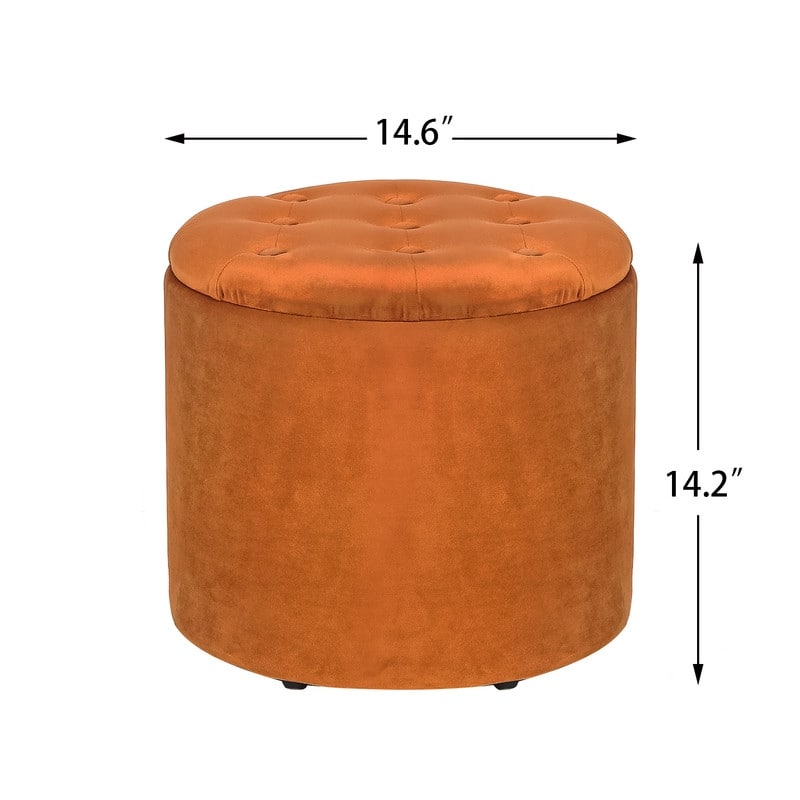 Adeco Round Storage Ottoman Footrest Stool With Removable Lid