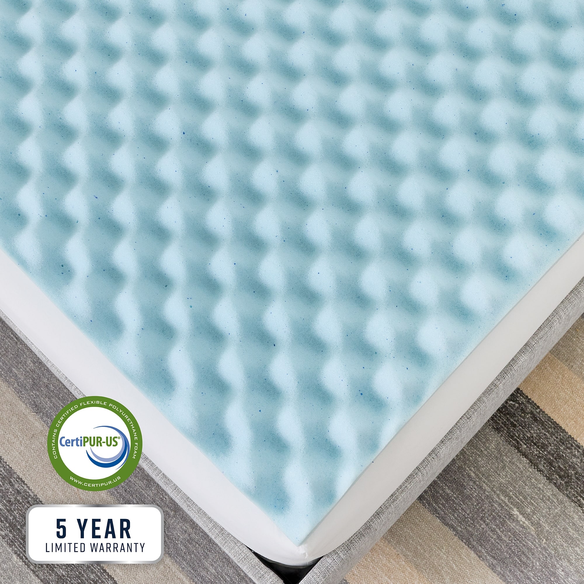 Bodipedic Essentials Convoluted Gel Memory Foam Mattress Topper On