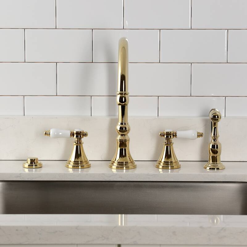 Kingston Brass Essex Double-Handle Wall-Mount Pre-Rinse Bridge Kitchen Faucet