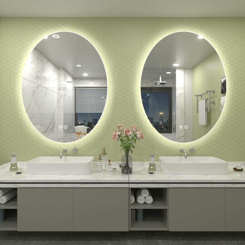KIOTEE Oval Backlit LED Lighted Anti-Fog Bathroom Vanity Mirror with ETL and 3-Year Warranty