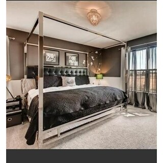 Shop Solivita King Size Canopy Chrome Metal Poster Bed By