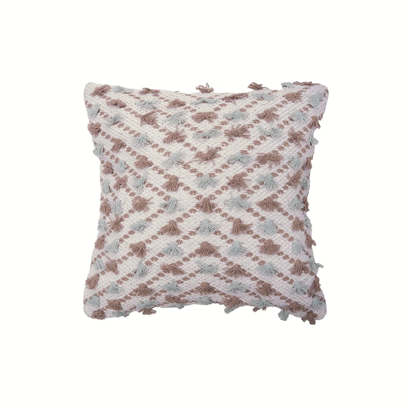 18" x 18" Diagonal Tuft Seaglass Woven Square Throw Pillow