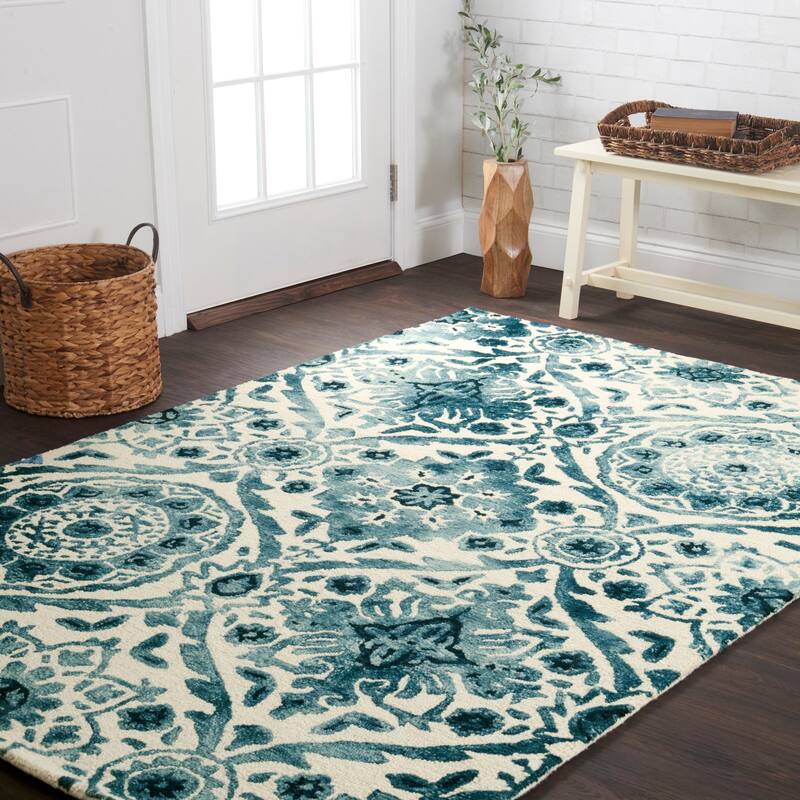 Alexander Home Bella Hand-Hooked Damask 100% Wool Rug