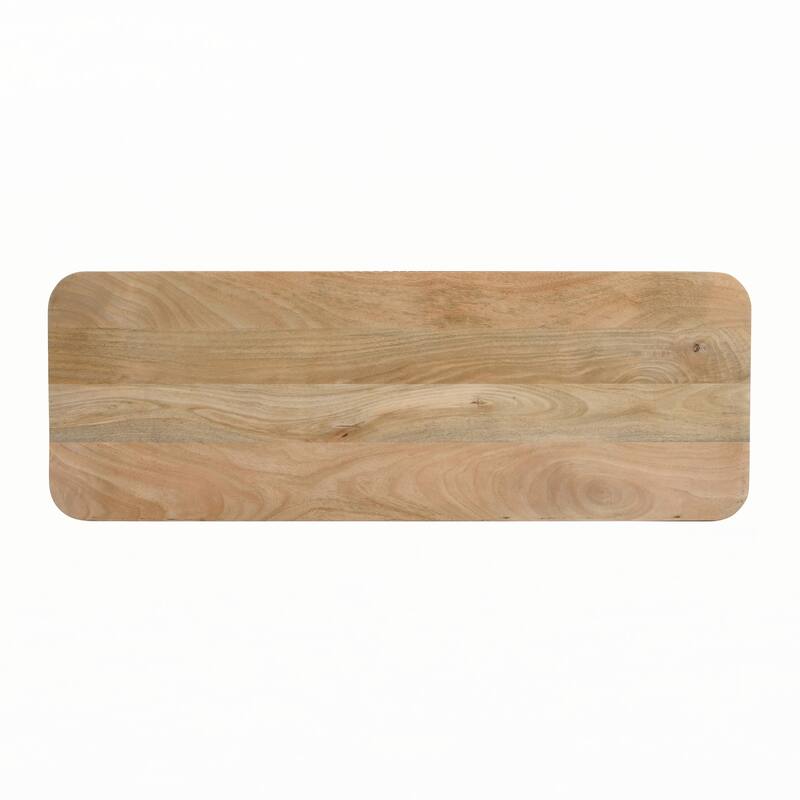 Solid Wood Entryway Table with Fluted Design,Natural+Black
