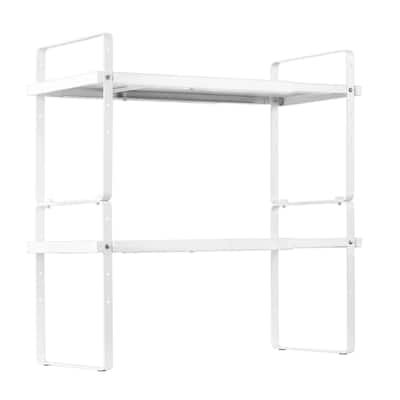 Adjustable Expandable 2-Tier Stackable Cabinet Organizer Shelf with Height Control - 25.6x8.7x19.7 inch