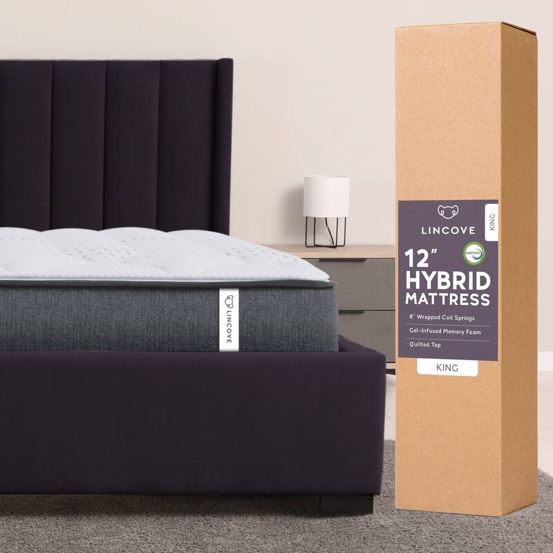 Lincove Hybrid and Memory Foam Mattress - CertiPUR-US Certified, Medium Firm, Pressure Relief, 12 Inch Spring - Made in USA